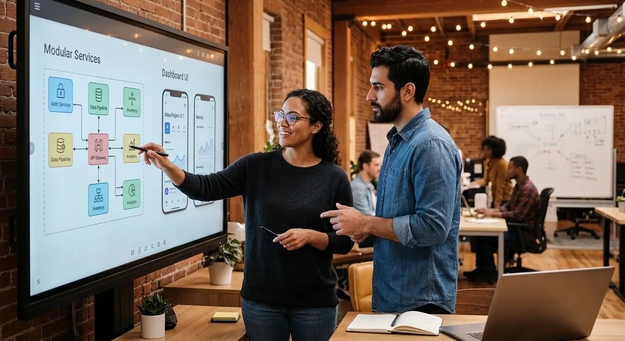 Custom AI-native software assembled as layered application modules